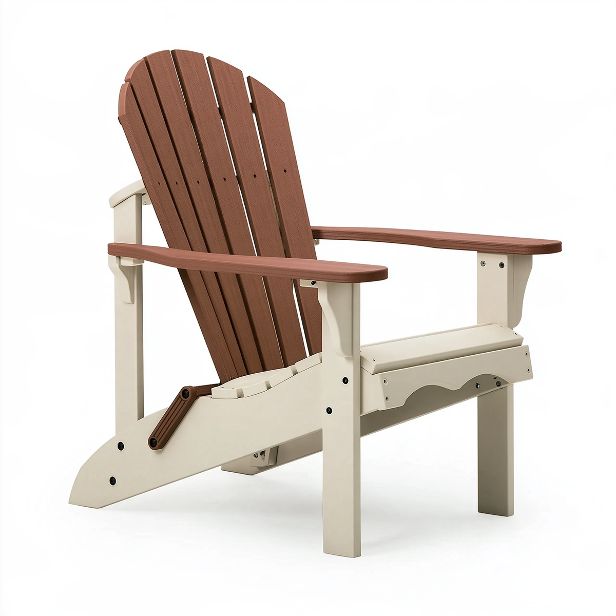 Poltrona da giardino Adirondack 80 x 90 x 100 cm in plastica marrone e avorio reclinabile