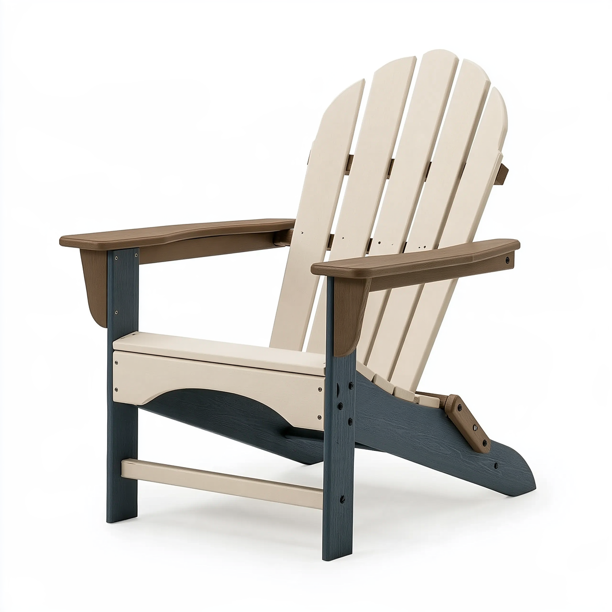 Sedia Adirondack 79 x 78 x 95 cm in legno blu scuro beige e marrone - reclinabile da esterno