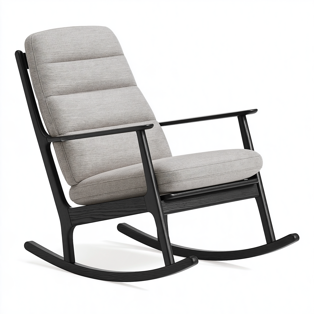 Sedia a dondolo 68 x 90 x 100 cm in tessuto grigio e legno nero - stile moderno