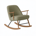 Sedia a dondolo 68 x 90 x 100 cm in tessuto verde e legno con braccioli stile moderno