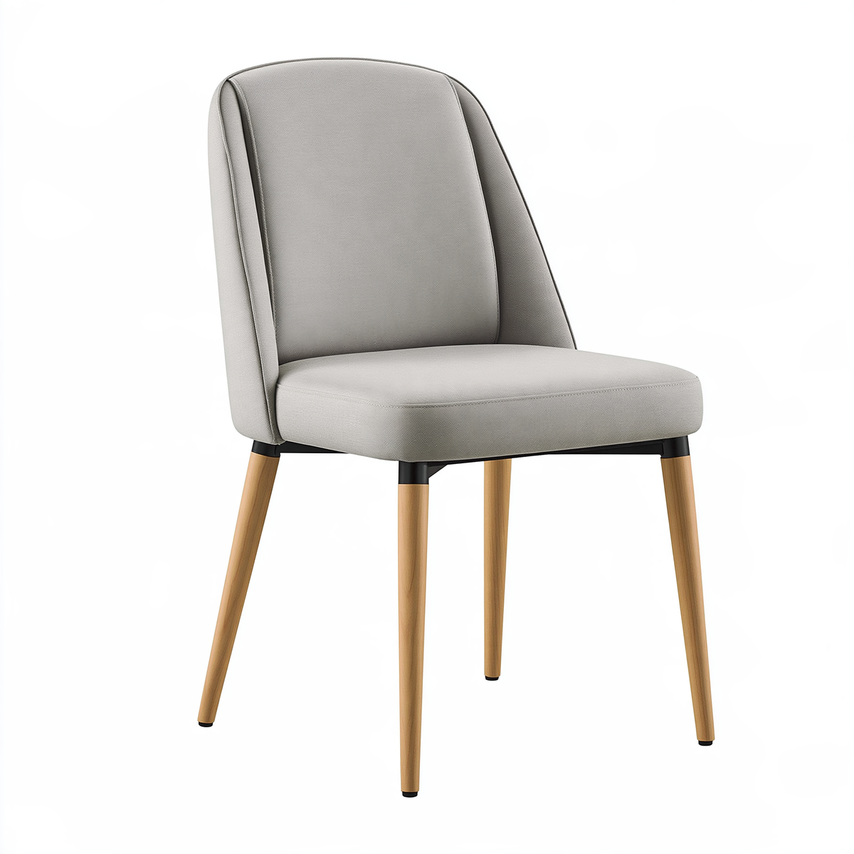 Sedia da pranzo 48 x 58 x 85 cm in tessuto grigio con gambe in legno stile moderno