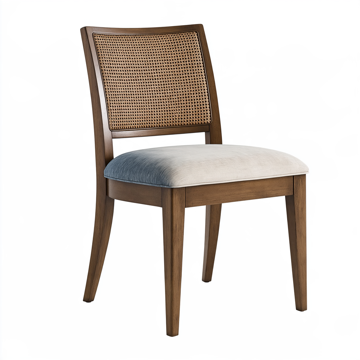 Sedia da pranzo 45 x 54 x 88 cm in legno marrone con schienale in rattan e seduta imbottita stile naturale