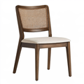 Sedia da pranzo 55 x 45 x 90 cm in legno marrone con schienale in rattan e seduta beige stile classico