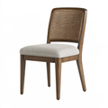 Sedia da pranzo 48 x 55 x 85 cm in legno marrone con schienale in rattan e seduta imbottita stile naturale