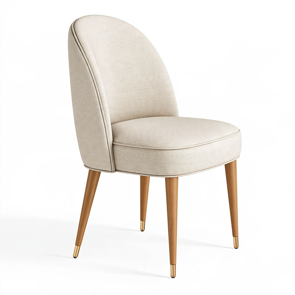 Sedia imbottita 50 x 60 x 90 cm in tessuto beige con gambe in legno stile moderno
