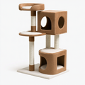 Albero tiragraffi per gatti 60 x 60 x 150 cm in tessuto marrone e bianco con colonne in corda