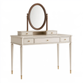 Toeletta con specchio 120 x 45 x 150 cm in legno ingegnerizzato avorio stile classico