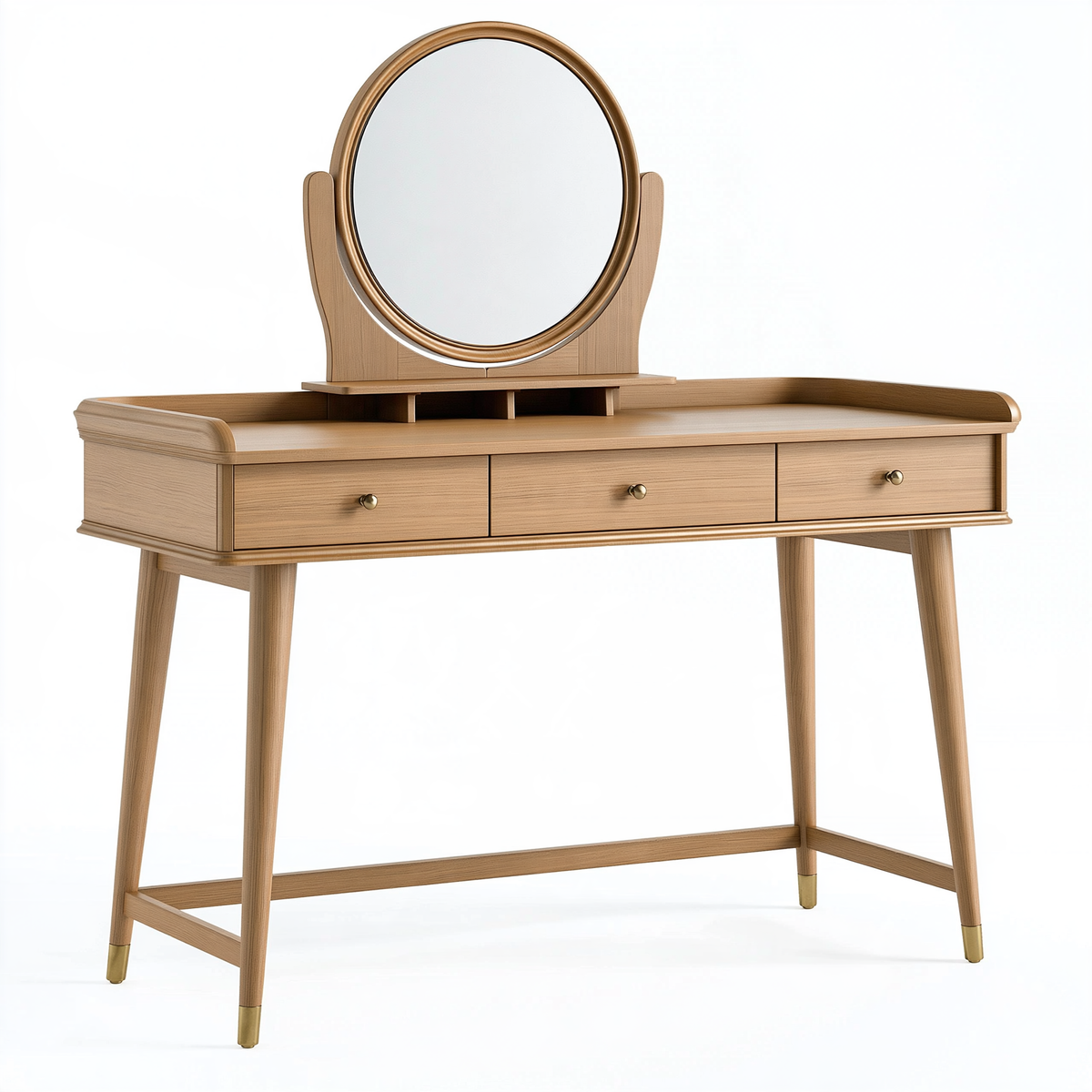 Toeletta 120 x 50 x 150 cm in legno beige con specchio e cassetti stile classico