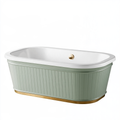 Vasca da bagno freestanding 170 x 75 cm in acrilico verde salvia stile classico