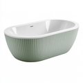 Vasca da bagno freestanding 170 x 80 cm in acrilico bianco e verde salvia - ovale scanalata