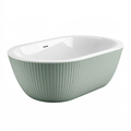Vasca da bagno freestanding 170 x 80 x 58 cm in acrilico verde salvia e bianco - ovale con superficie scanalata
