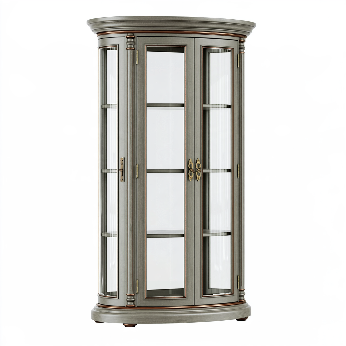 Vetrina 120 x 45 x 200 cm in legno e vetro grigio stile classico