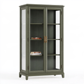Vetrina 100 x 40 x 190 cm in legno verde scuro con ante in vetro stile classico