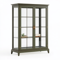 Vetrina 100x40x190 cm in legno e vetro verde stile classico