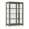 Vetrina 90 x 45 x 190 cm in vetro e metallo grigio scuro stile contemporaneo con ante