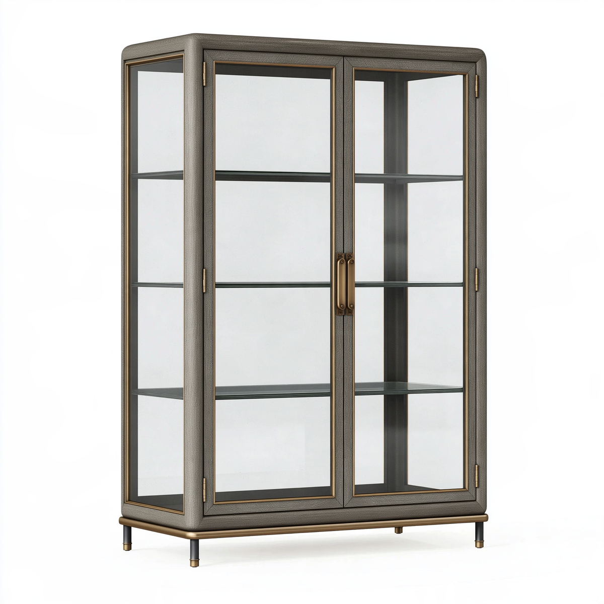 Vetrina 90 x 45 x 190 cm in vetro e metallo grigio scuro stile contemporaneo con ante